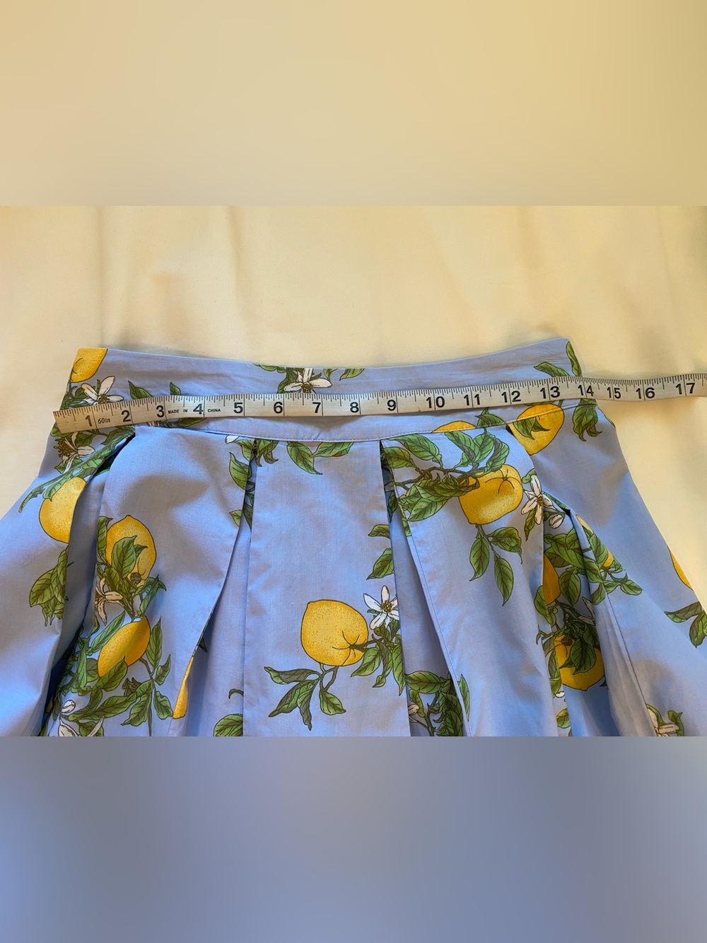 100% cotton (with pockets!) Lands' End Powder Blue Lemon-Print Maxi Skirt - Picture 5 of 8